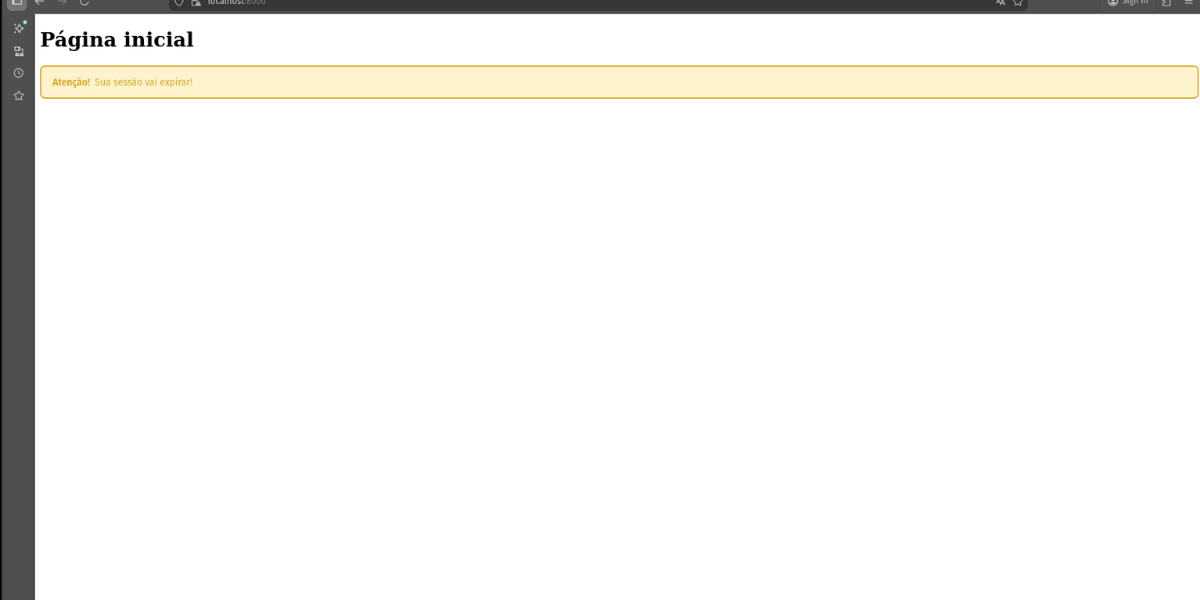 Alerta tipo Warning renderizado